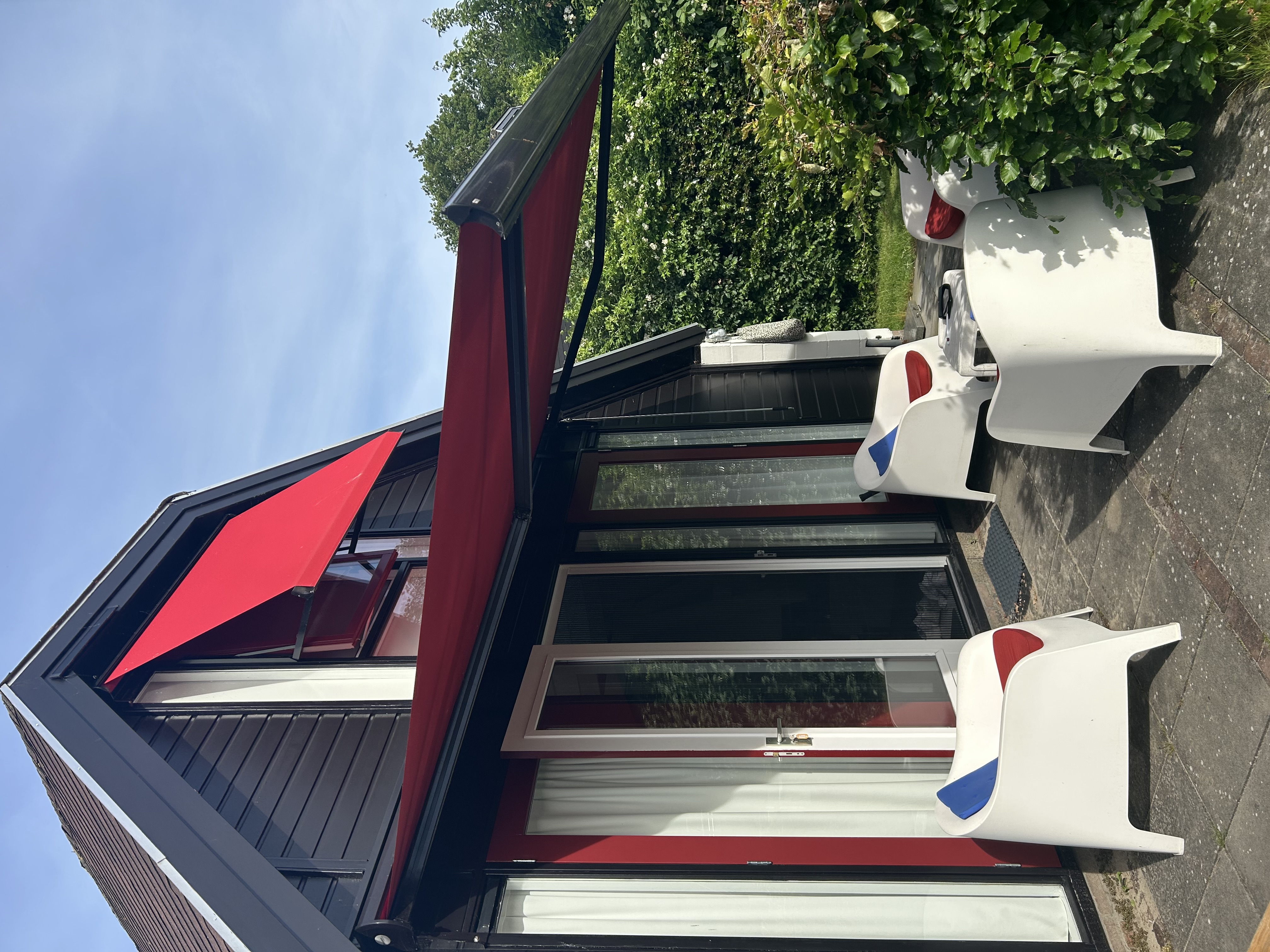 Terras direct aan het vakantiehuisje